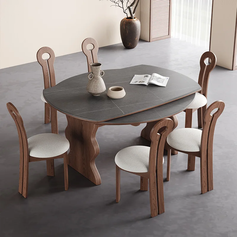 #Vintage-style Solid Wood Extendable Convertible Dining Table 8-seater Modern Minimalist American Style Home Furniture For Homes