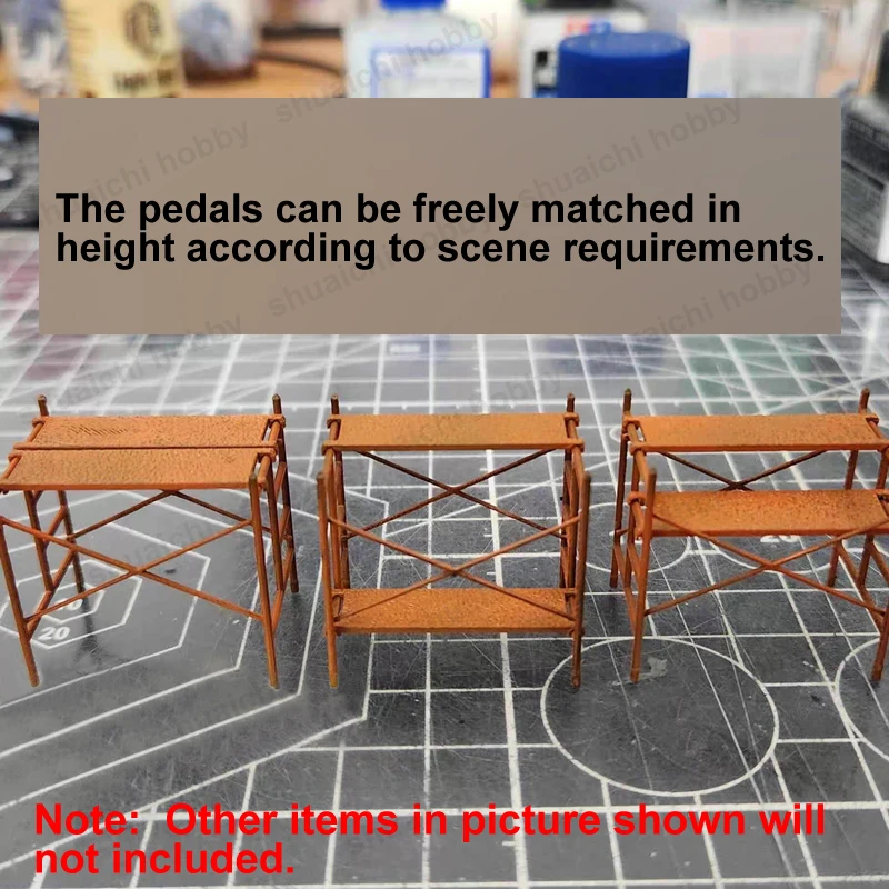 1Set 1/64 Schaal Steiger Model Kit 3D Gedrukt Steiger met Pedaal DIY Diorama Onderdelen voor Miniatuur Auto Bouwplaats scène