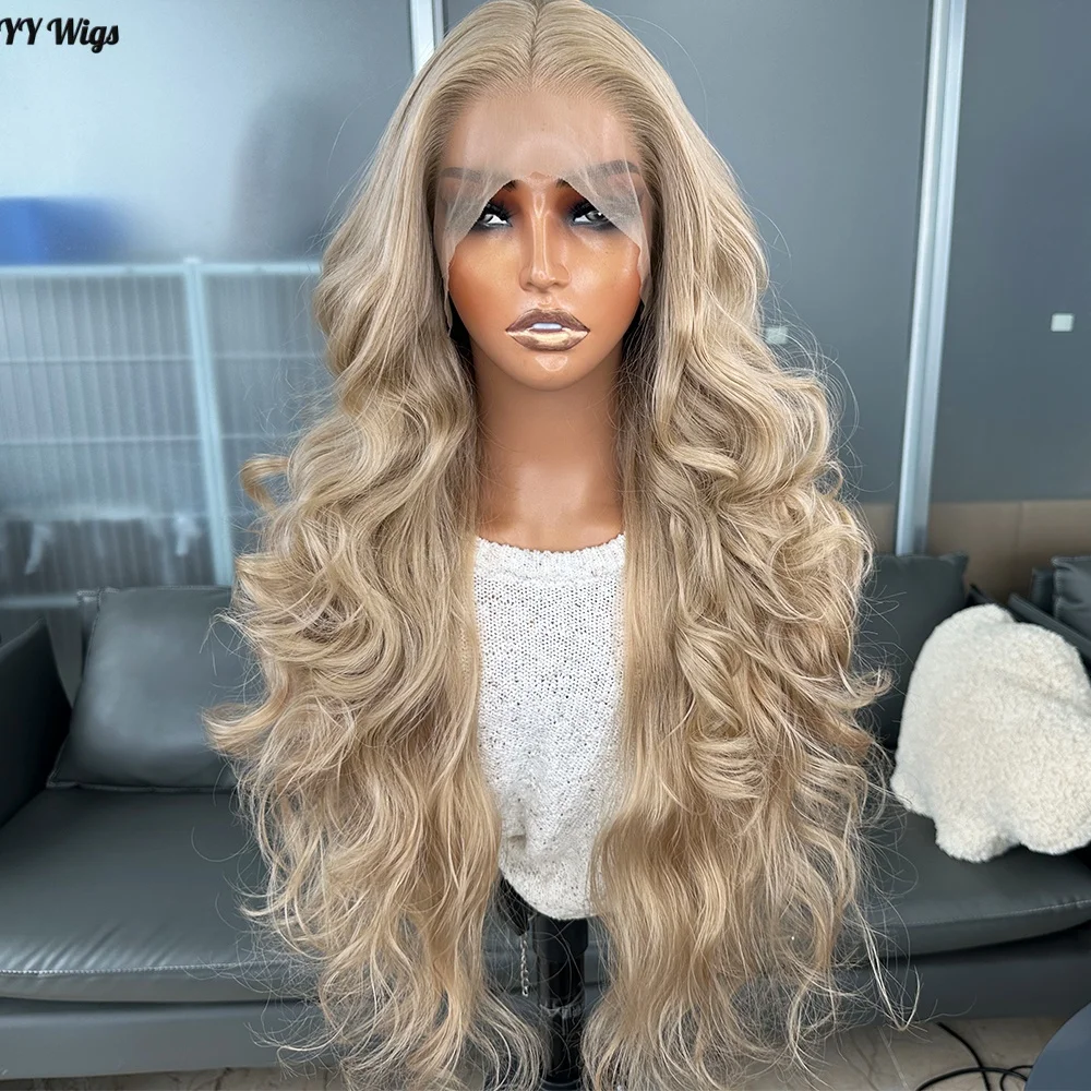

Hot Selling Pre Plucked Hair Line Glueless Heat Resistant 103# 13x4 Wavy Synthetic Lacefront Wigs for Black Womens Daily Use