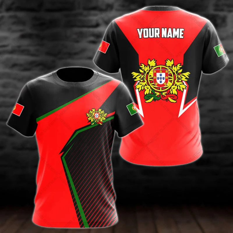 Portugal Emblem Football Jersey Customize T-shirts Summer Loose Oversized Tees Short Sleeve Tops Adults and Kids Sportswear