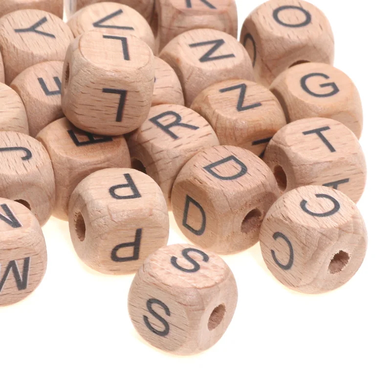 26pcs/set 12mm Beech Natural Wood Beads Square Letter Alphabet Beads For Jewelry Making Diy Bracelet Necklace Handmade Name