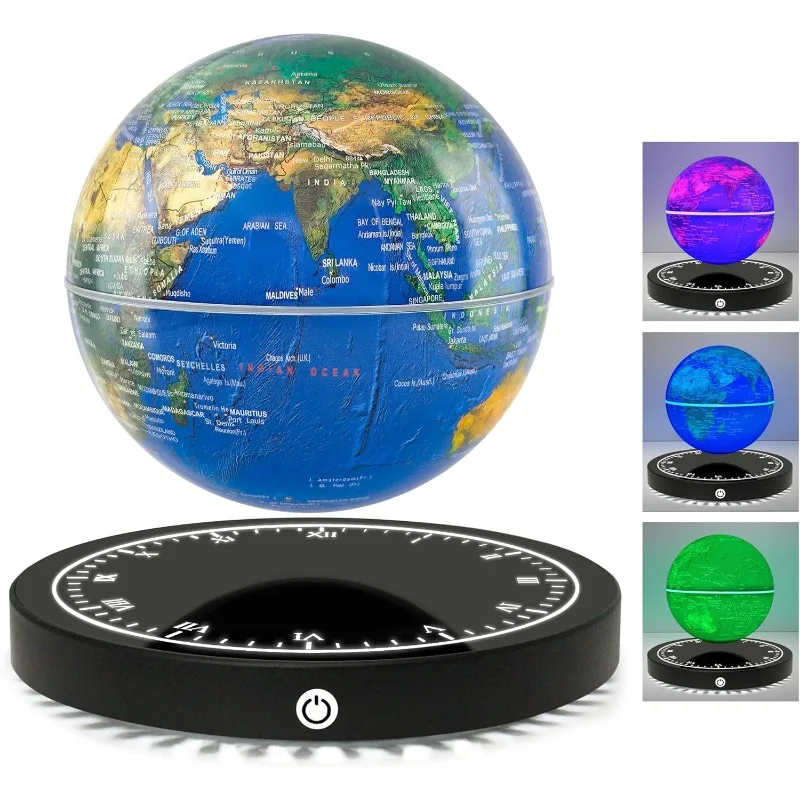 

Magnetic Levitating Floating Globe Rotating Globe Lamp with Clock Base for Home Office Desk Gadgets for Men Husband Boys & Girls