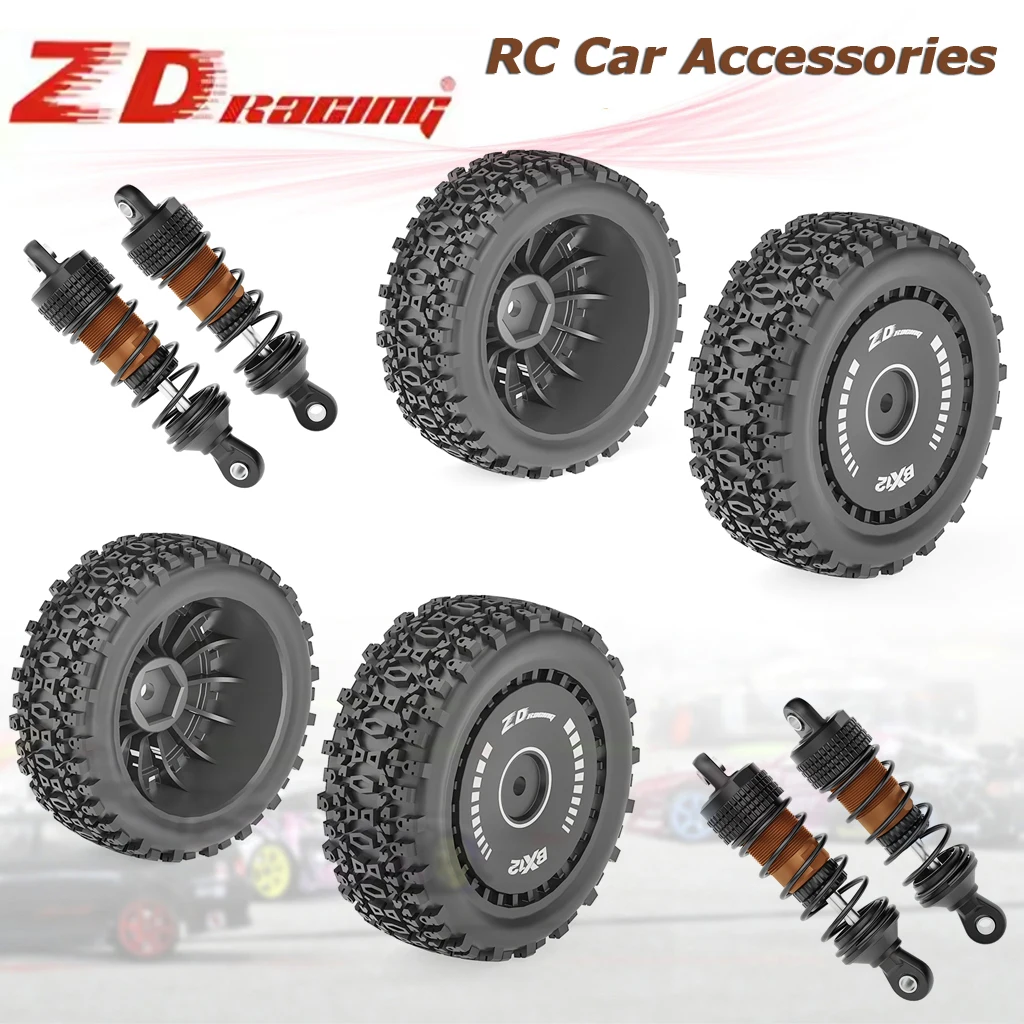 ZD Racing RC Car Front Rear 72mm Tires Rubber Tires Shock Absorber Damper For 1/12 ZD Racing BX12 RC Off-Road Car Accessories