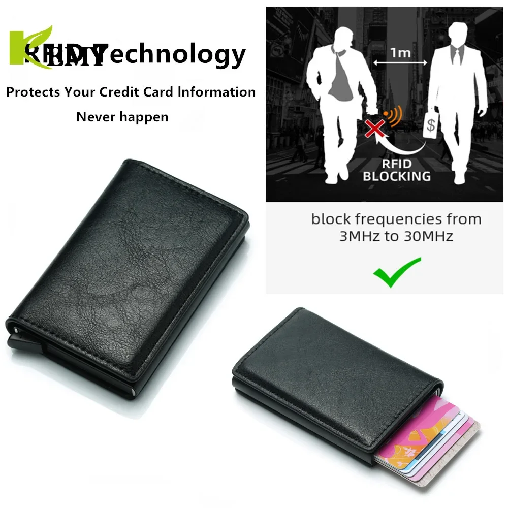 Funda para tarjetas de identificación, tarjetero RFID automático a la moda, billeteras para tarjetas bancarias de aluminio, funda para pasaporte, cartera para hombre