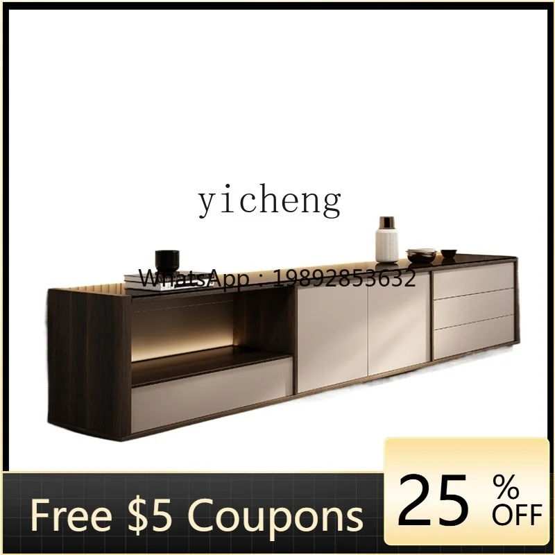 

ZZXL TV cabinet coffee table combination Italian light luxury living room floor storage storage integrated