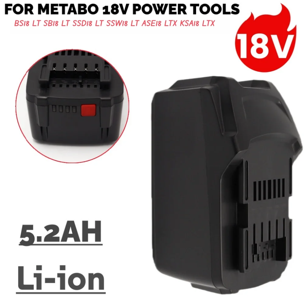 

18 В 5200 мАч Metabo 18 В литиевая батарея LIHD для электроинструмента заменяет BS18LT SB18L T SSW18L
