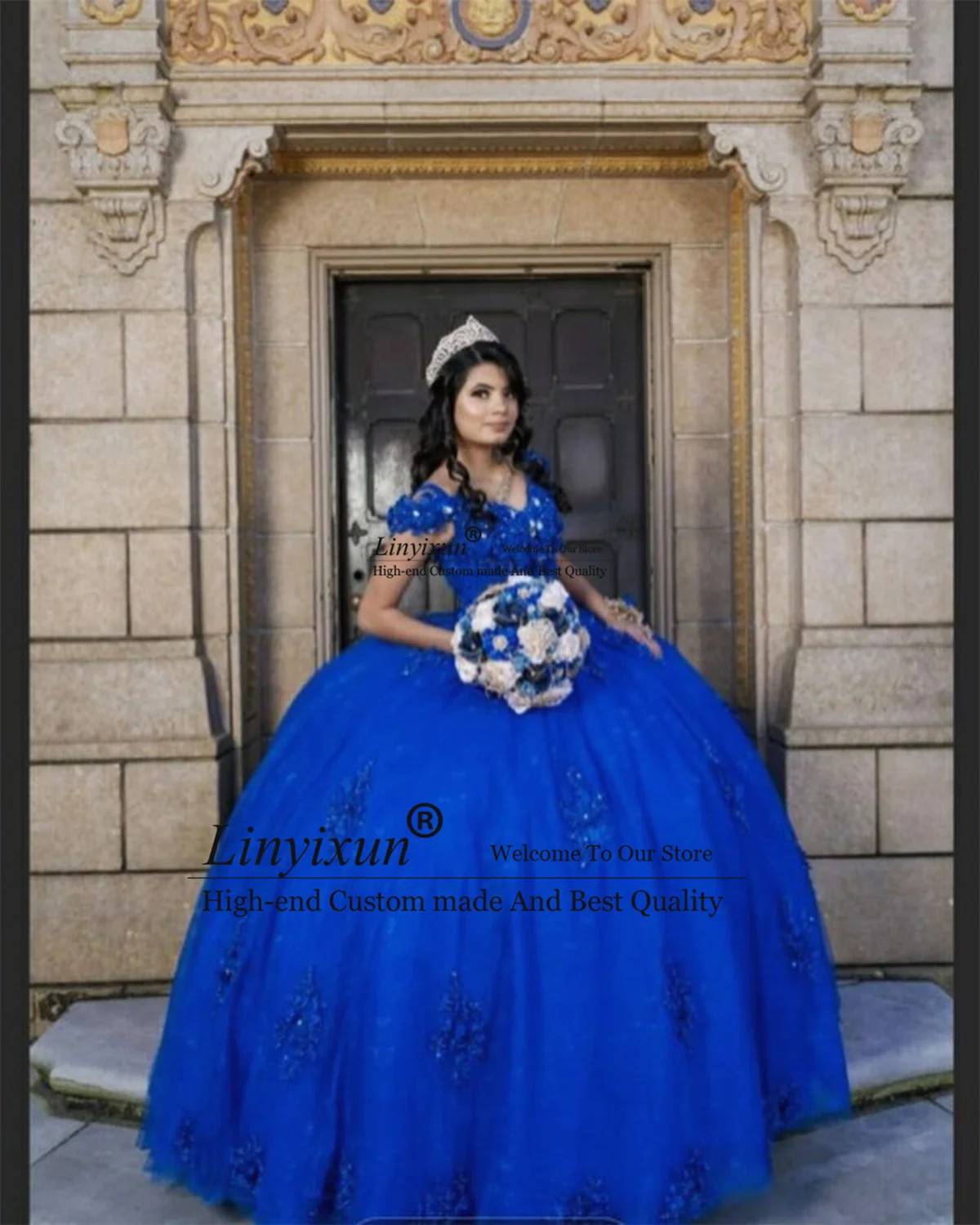 Mexican Royal Blue Quinceanera Dress Lace Applique Beading Back Corset Sweet 16 Gowns Princess Birthday Vestidos De 15 Anos