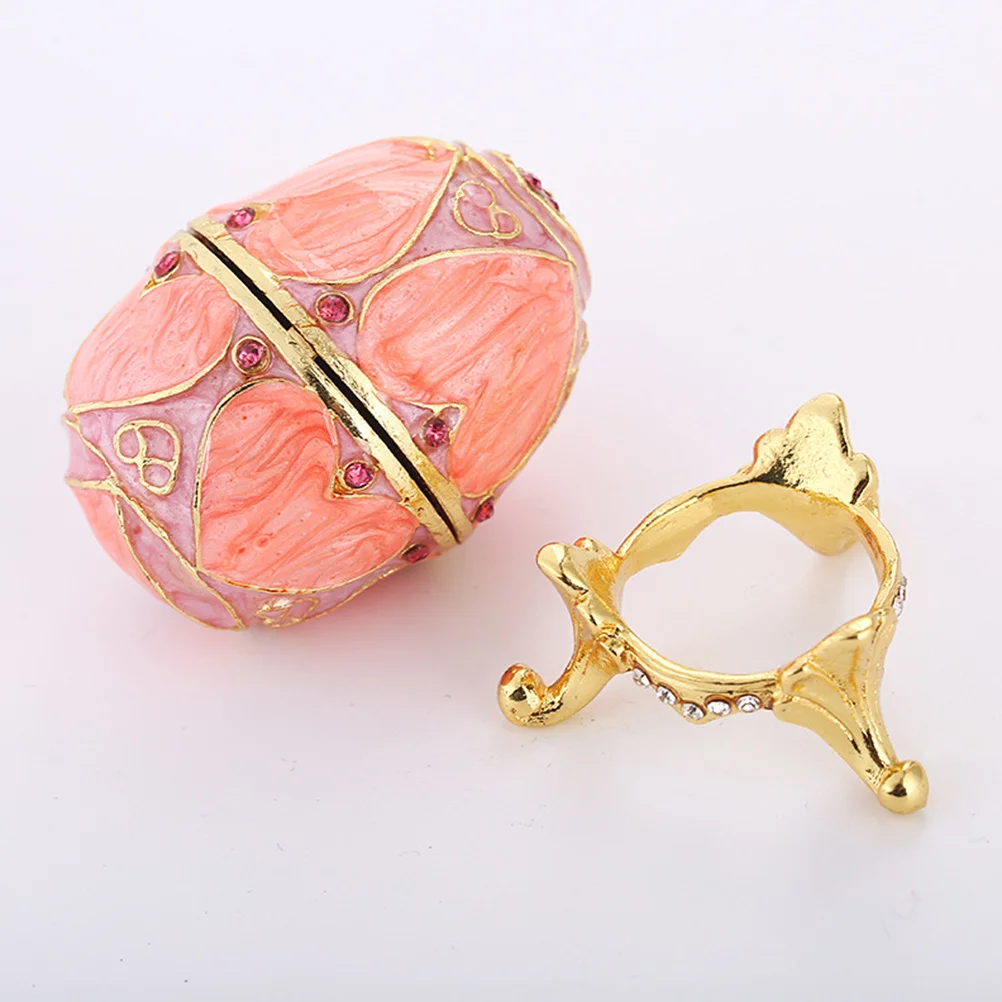 صندوق مجوهرات معدني على شكل بيضة حقيبة للتخزين مصنوعة بحرفية جيدة لخزانة درج المنزل حاوية منظم المجوهرات