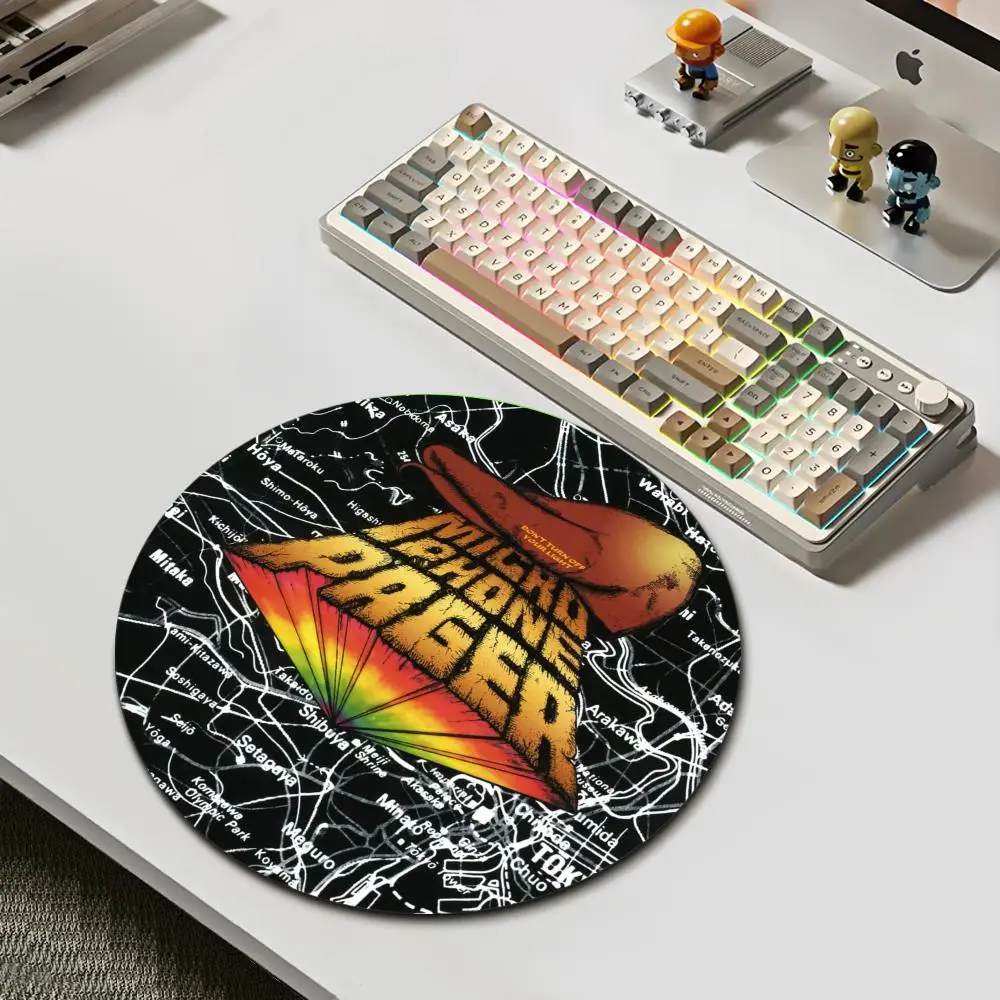 HYBXAXC Streetwear City Map Letter Graphic Hip Hop Style Small Mouse Pad Round Desktop Computer Keyboard Wireless Boy Girl Gift