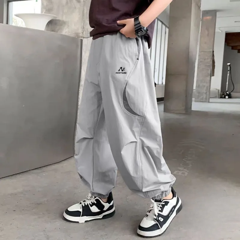 2026 Boys Pants Summer Cooling Quick Dry Mosquito Repellent Loose Fit Lightweight Long Trousers