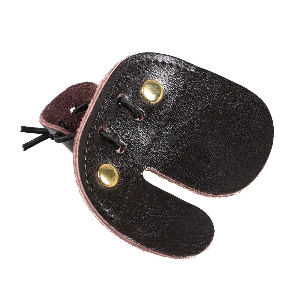 Leather Archery Finger Glove Double Layer 3 Finger Tab Protective Hand Guard for Archery Beginners