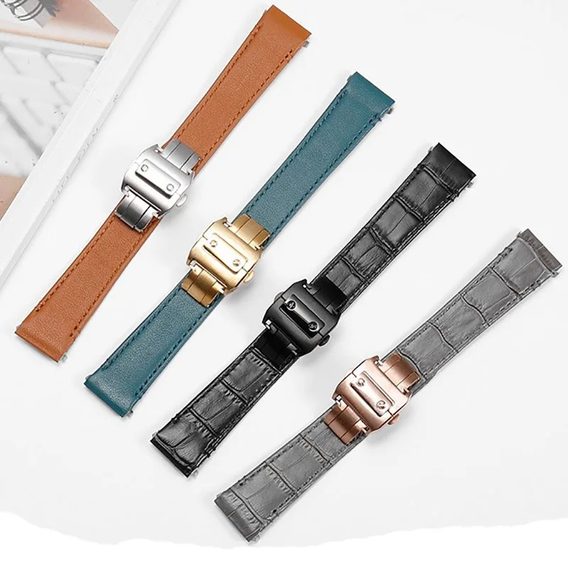 ل كارتييه سانتوس الإفراج السريع حزام ساعة اليد جديد متوسط حزام WSSA0010 عادي جلد طبيعي حزام الساعات الرجال معصمه 19 مللي متر 21 مللي متر #6