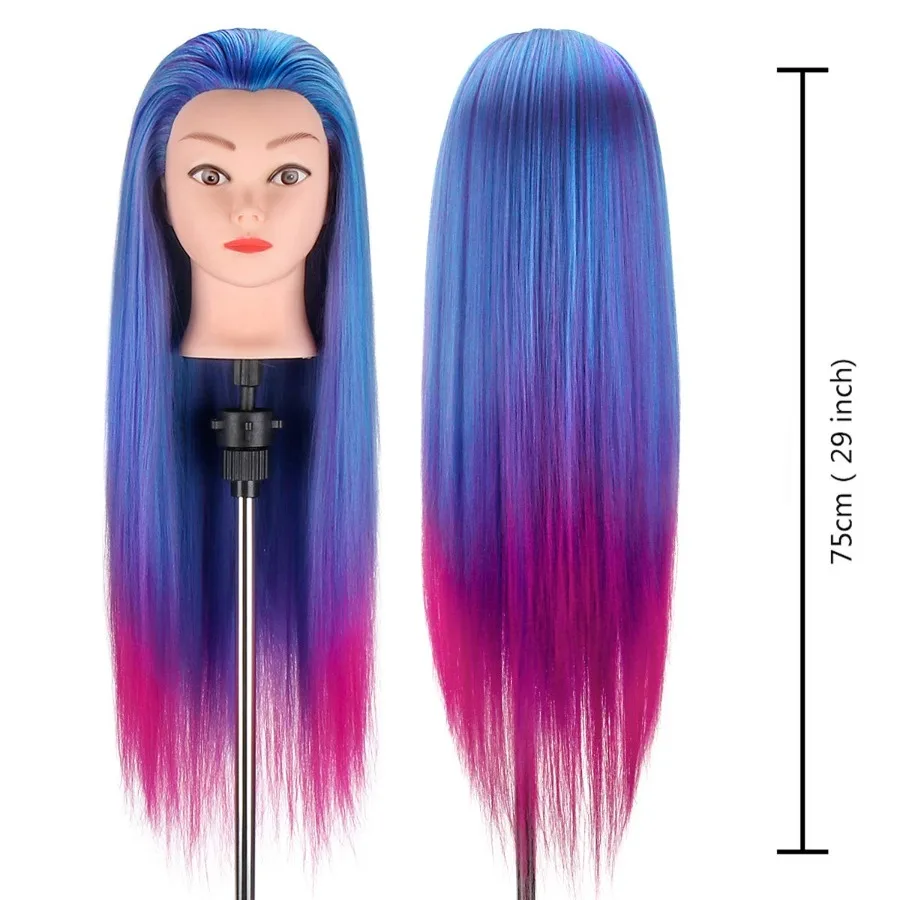 29 رأس عارضة أزياء مع 100 ألياف صناعية لتدريب مستحضرات التجميل: رأس ممارسة تصفيف الشعر الواقعي والتضفير مع Cla