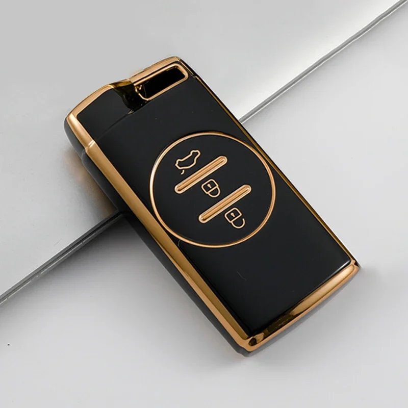 TPU Gold Edge Remote Car Key Cover Case Shell For Chery Tiggo 8 Arrizo 5 7 Pro EQ7 5x 3x Tiggo 7 Pro 2020 Gx Holder Accessories