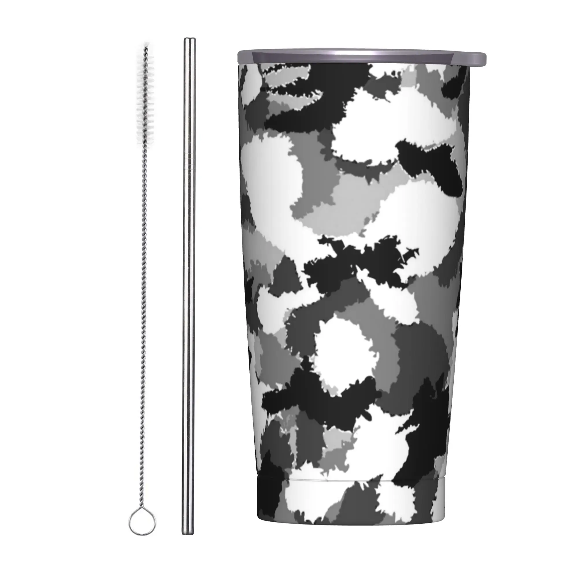 Vaso Térmico Militar Camuflado Multicam con Tapa y Pajita, Taza Antiderrames para Café, Smoothies y Té, 20oz