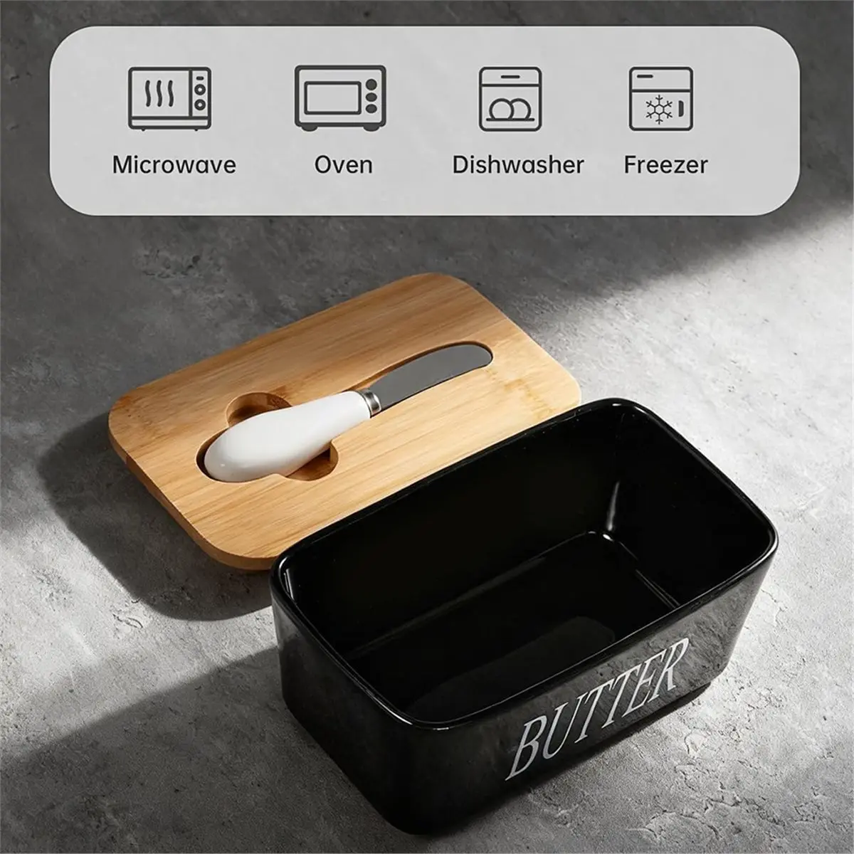 Butter Dish with Lid for Countertop-Ceramic Covered Butter Holder for Refrigerator Airtight Butter Container Green