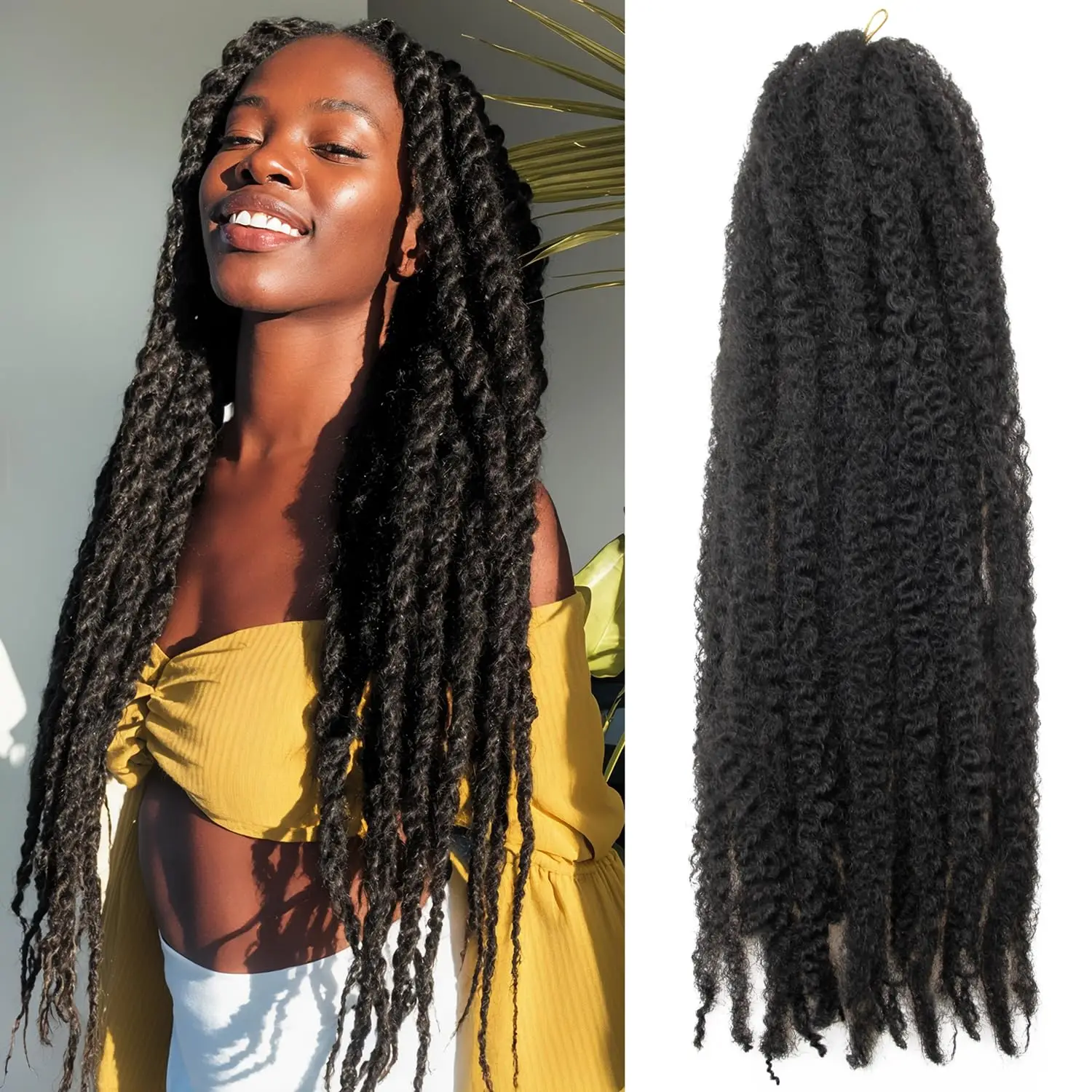 

Marley Twist Crochet Braids Hair 24 Inch Afro Kinky Braiding Hair Synthetic Curly Twist Marley Hair Long Springy Afro Twist Hair