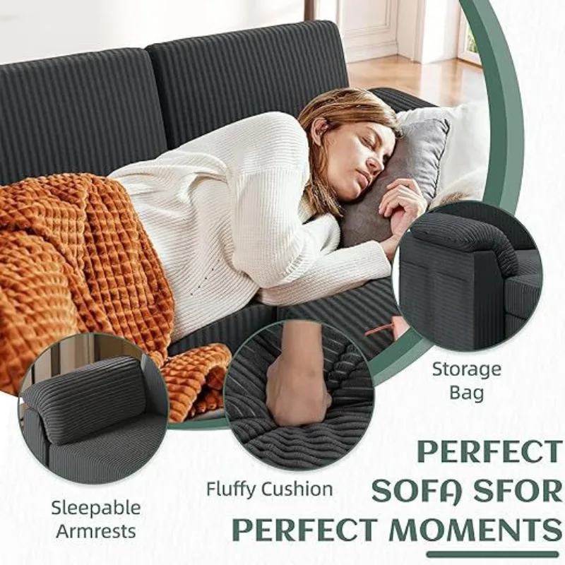 Convertible partition sofa L-shaped sofa with removable pillow linen fabric small sofa suitable for living room