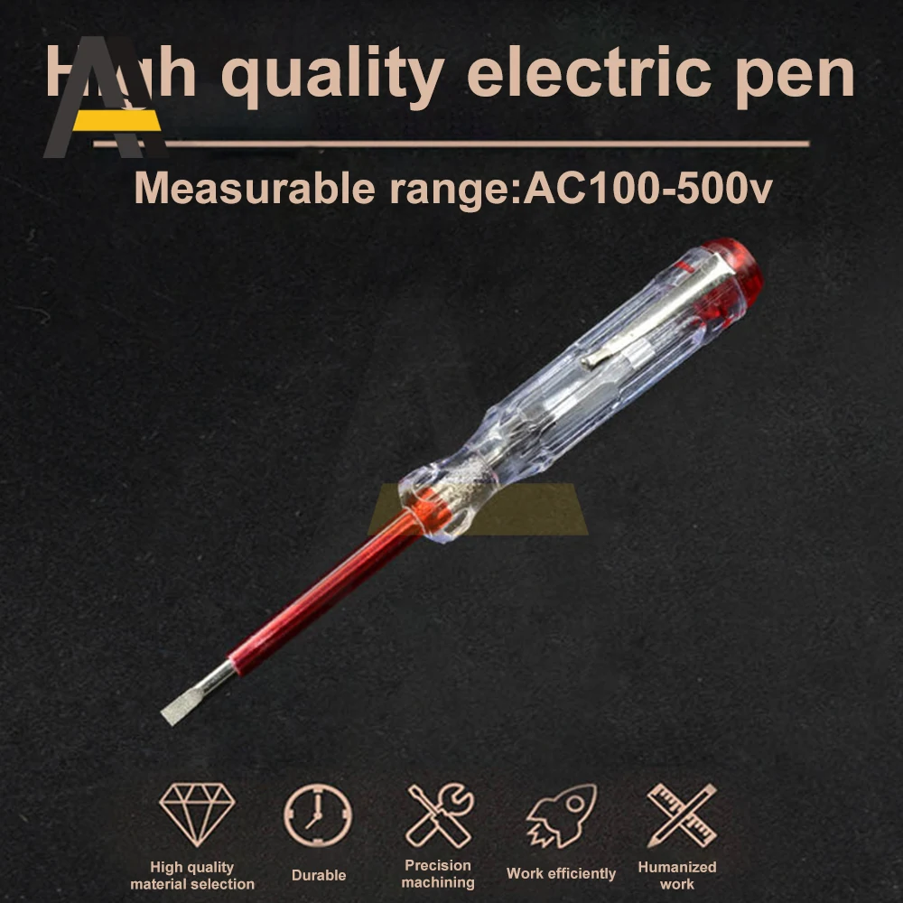 Pluma de prueba de 100-500V, destornillador plano portátil, herramienta eléctrica, herramienta manual, probador de voltaje LED, pluma de prueba de circuito multiusos sin contacto