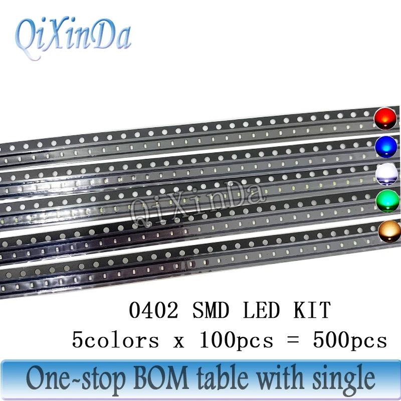 5colors=500PCS/6colors=600PCS 0402 0603 0805 1206 3528 5050 5730 SMD LED Diode Kit Red / Green / Blue / White / Yellow/ Orange