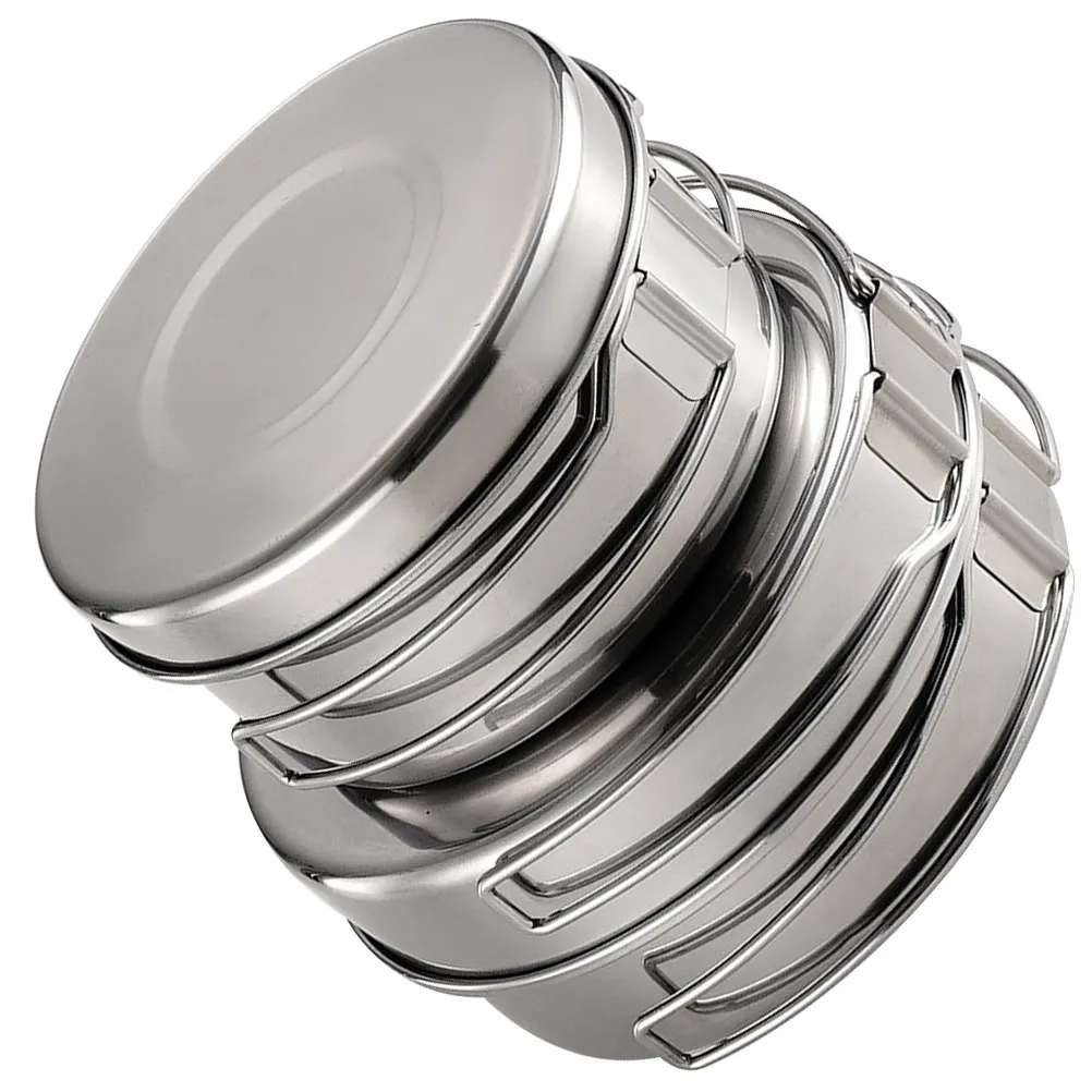 

1Set Stainless Steel Cookware Kit Compact Camping Pot Pan Set Outdoor Cooking Utensils for Backpacking Hiking Fishing Picnic