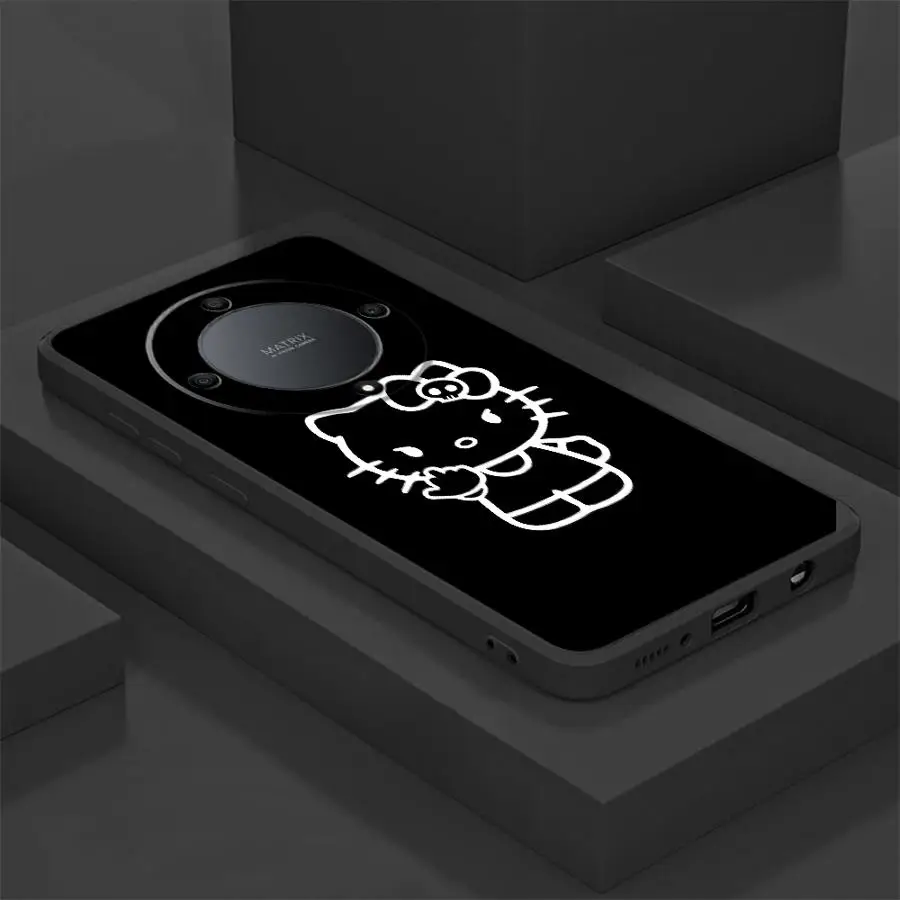 Funda de teléfono suave negra de Hello Kitty de dibujos animados para Honor Magic5Lite X6 70 8X X7 X9a 90 200 400 Lite X5b X8