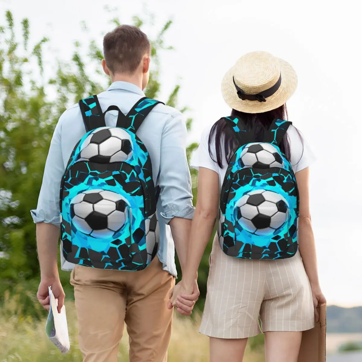 Soccer Football Balls Backpack for Preschool Primary School Student Sports Bookbag Boy Girl Kids Canvas Daypack Gift