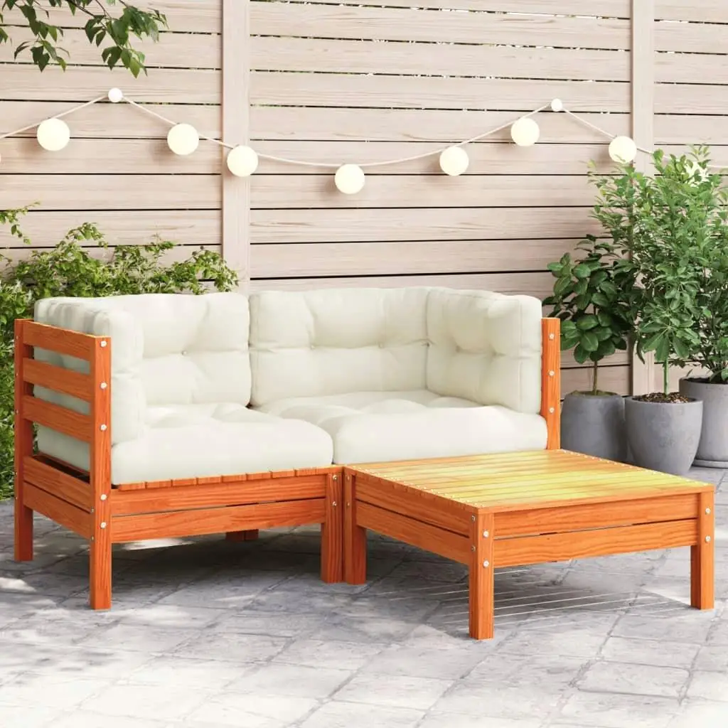 2-Seater Patio Sofa Set with Cushions & Footstool – Outdoor Furniture for Garden/Porch