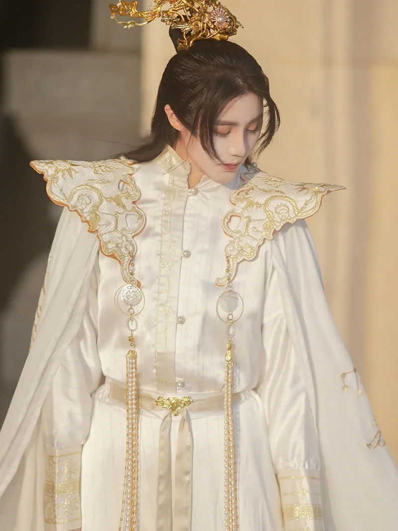 Hanfu Men&Womne Ancient Chinese Embroidery Hanfu White Sets Male Carnival King&Prince Cosplay Costume Hanfu Outfit Plus Size 3XL