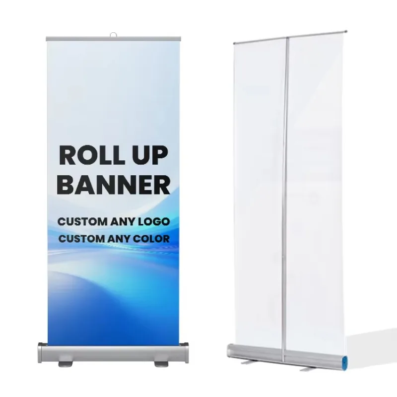 Portable Retractable Modular System 85x200cm Aluminum Banner Stand Tool Free Assembly Advertising Exhibition Display