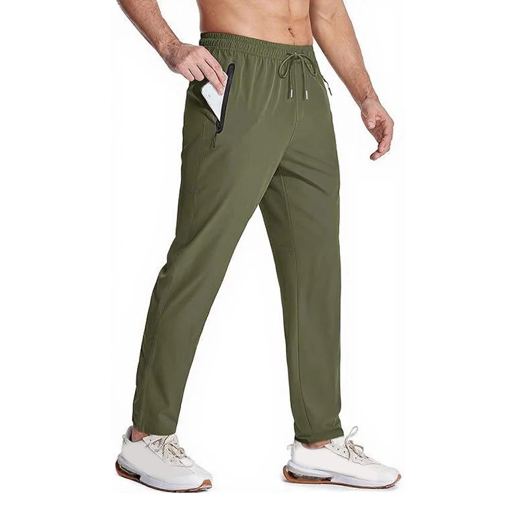 Loose for Fit Straight Trousers for Men Made from Polyester Fabric with Zip Pockets for Secure Storage and Mobility