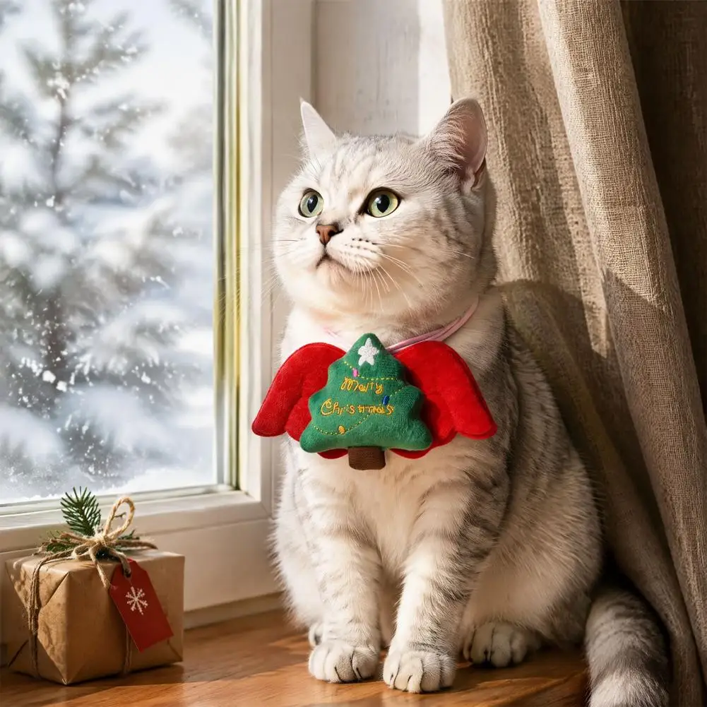 Plush Toy for Cats Christmas Pet Collar Charm Plush Deer Ornament Soft Stuffed Hanging Pendant for Cats Small Dogs Holiday Party