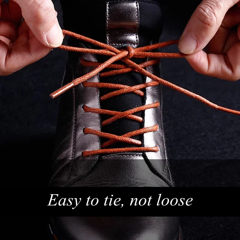 Leather Shoe laces Waxed Cotton Round Shoe laces Waterproof ShoeLaces Men Boots Shoelace 1Pair shoe accessories