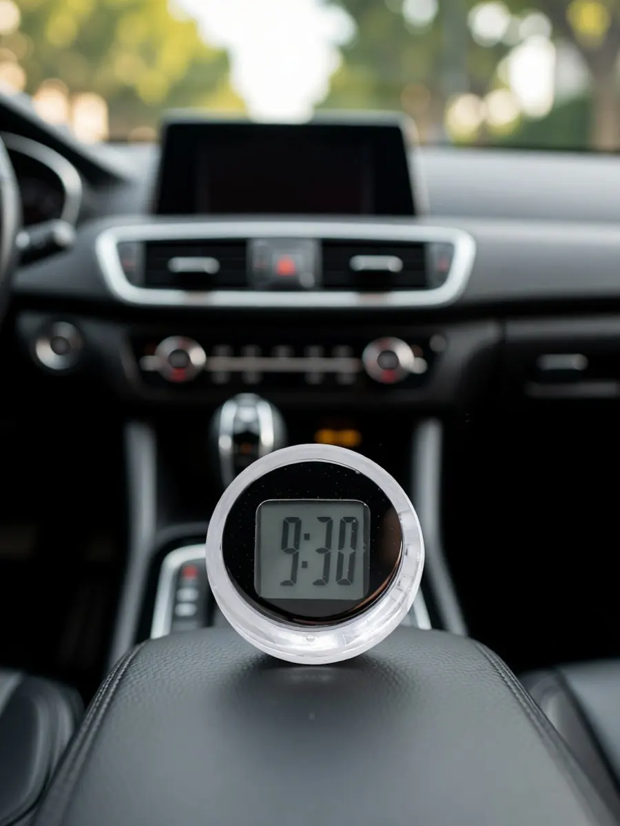 Waterproof Mini Car Dashboard Clock Small Coin Size Self-Adhesive Motorcycle Auto Interior Electronic Accessory
