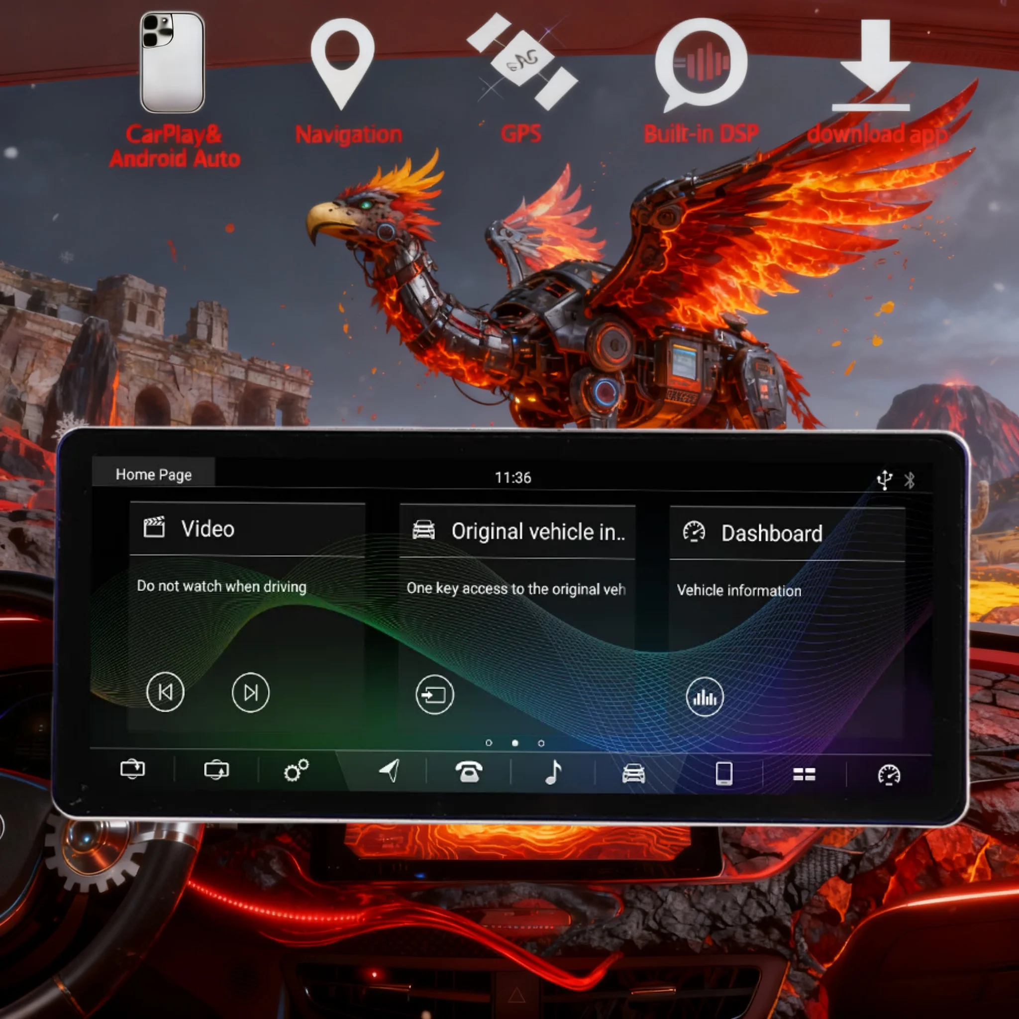 

X 12.3" Android 14 CarPlay Auto For Aston Martin V8 2018-2021 2022 Touch Screen Car Radio GPS Multimedia Stereo Player Head Unit