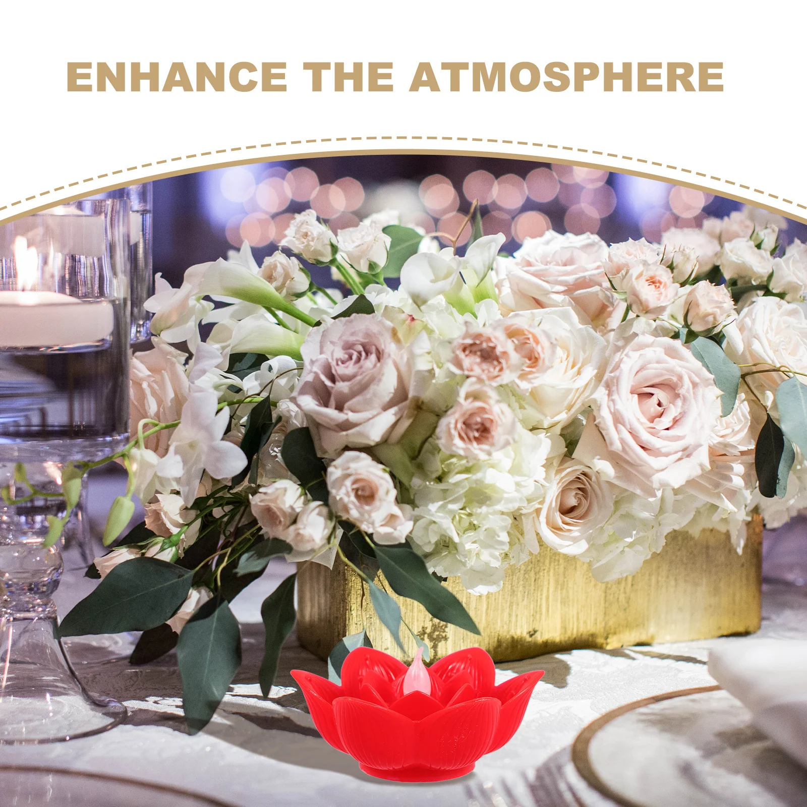 2 قطعة Led الإلكترونية لوتس ضوء واقعية زهرة صغيرة مصباح عديمة اللهب العائمة لحفل زفاف مهرجان الديكور الأحمر