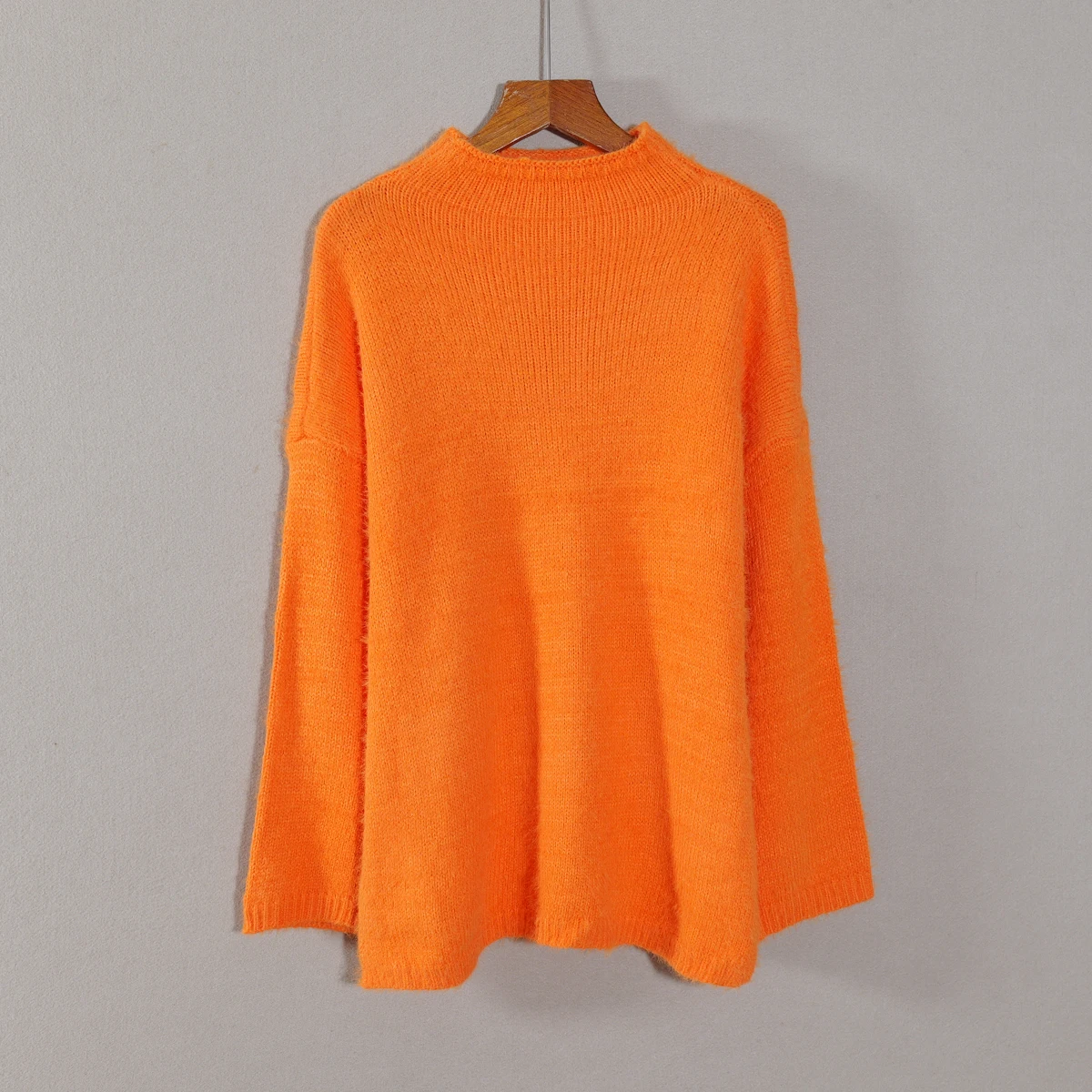 

Новинка зимы 2022, женский однотонный длинный свек с высоким воротником, свободный корейский свитер Sle, базовый модный антивозрастной топ