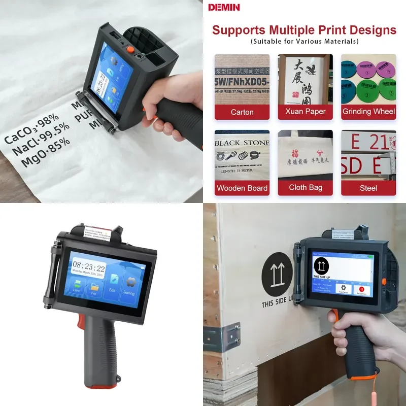 for Demin H50 Handheld Large Character Inkjet Printer Printhead for Flexible Materials Wood Cardboard Boxes Packaging Logos