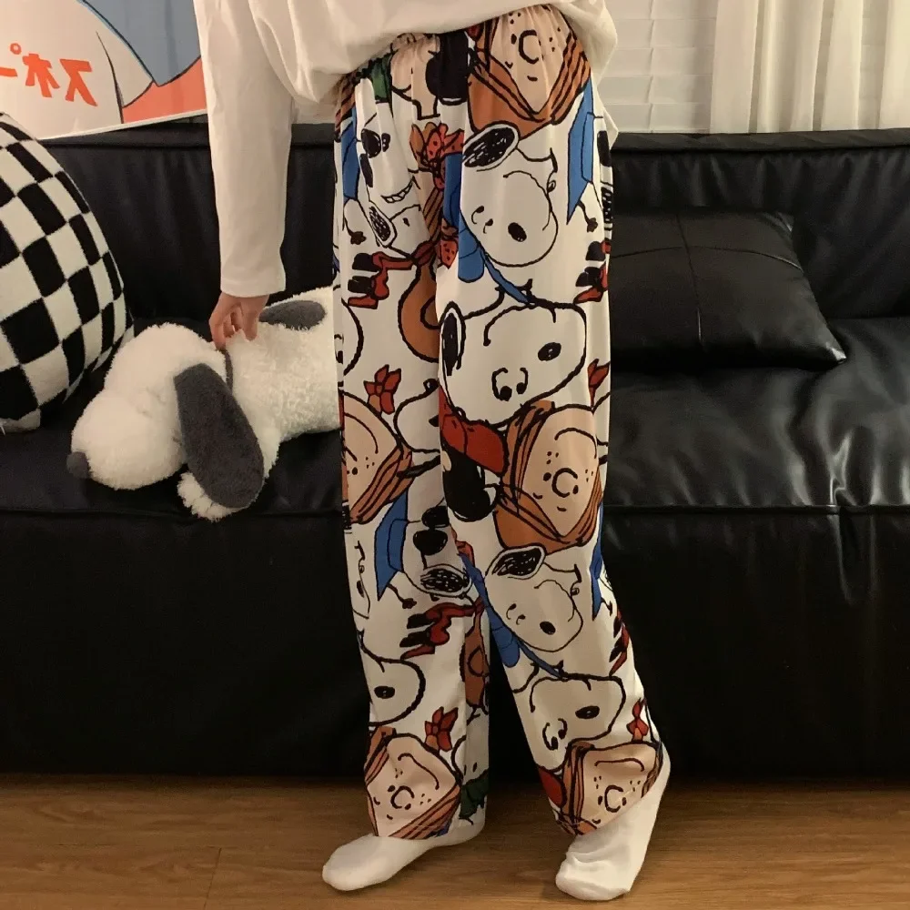 Fashion Snoopy Anime Loose Ladies Pajama Pants Kawaii Cartoon Girl Casual Trousers Home Sleep Bottoms Lounge Wear Nightwear Gift