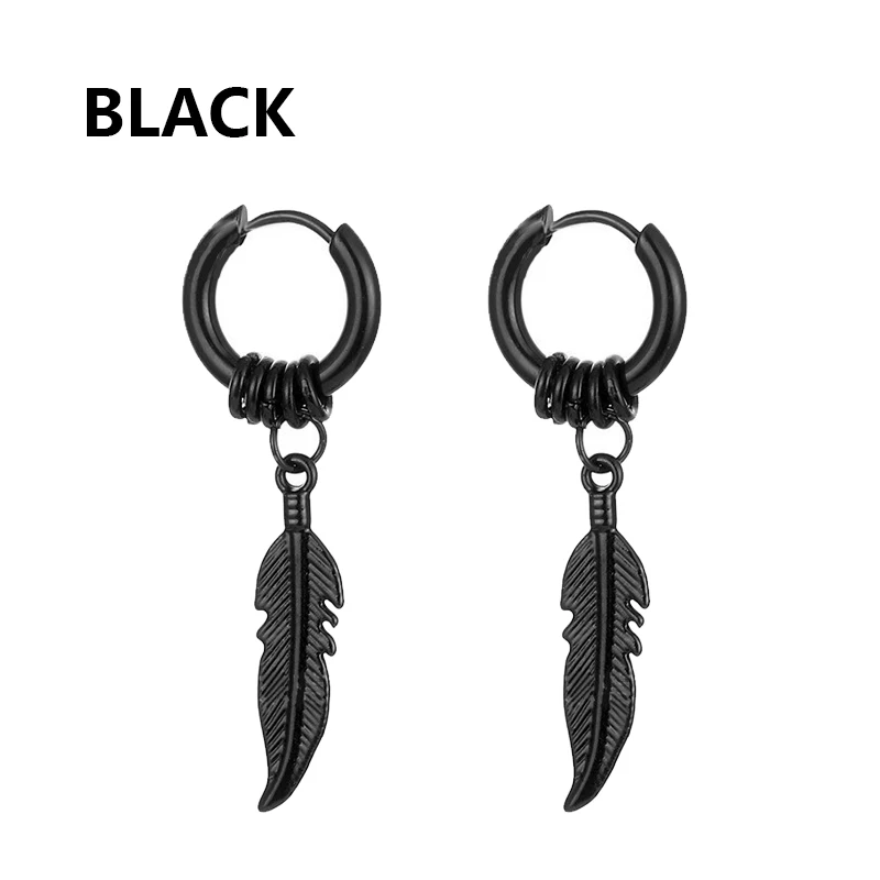 Black Punk Stainless Steel Hoop Earrings