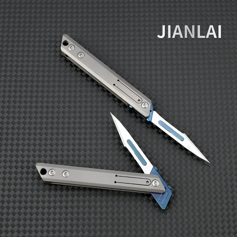 NEW mini Titanium alloy folding surgical knife, medical outdoor open box portable surgical knife with 10pcs Replaceable Blades