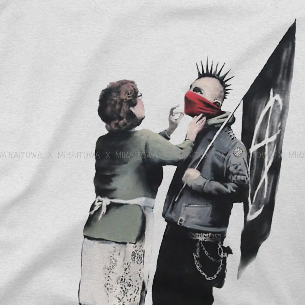 Banksy Wall Graffiti Anarchy T Shirt Vintage Homme Men\'s Tshirt Oversized O-Neck Men Clothes