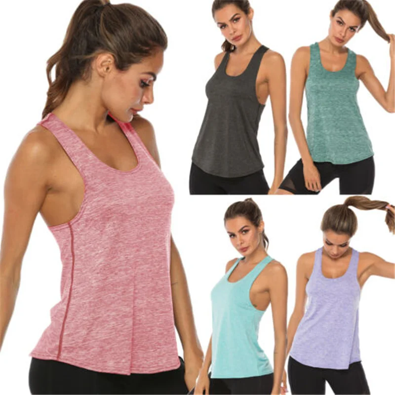 Active Women Sport Vest Gym Running Vest Racer Back Fitness Tanks Female Jogging Tank Tops Solid Strappy Vest Tanks