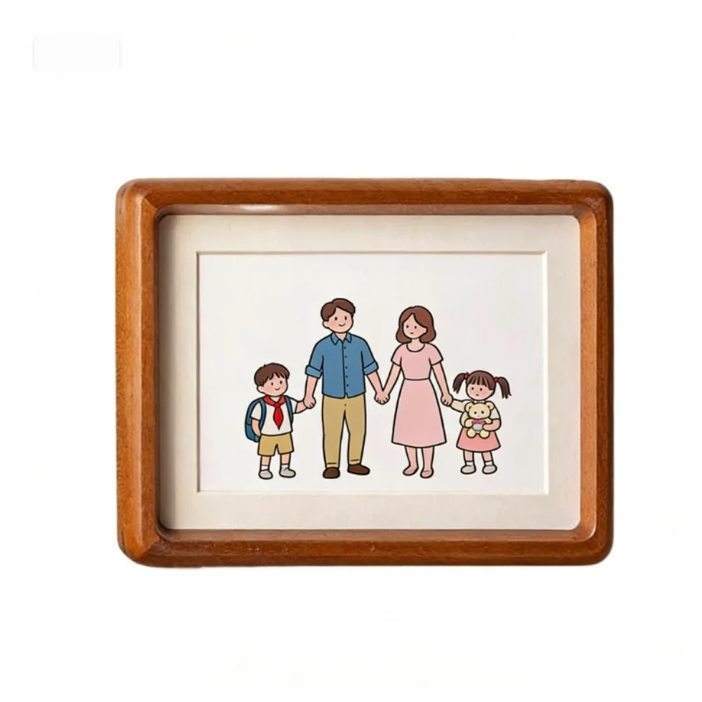 for Natural Solid Wood Frame Photo Frame Tabletop Display Brown Rectangular Display Stand Solid Wood Construction