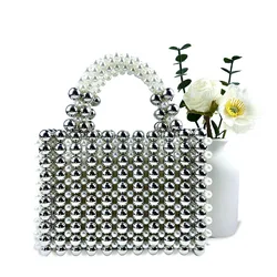 Luxury Beaded Evening Bags Hollow Pearls Bags for Women Designer Handbag Handmade Woven Beading Wedding Purses Clutch Ladies New