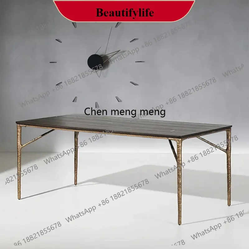 

M138Dining table and chair combination household rectangular retro wabi wind oak solid wood furniture design