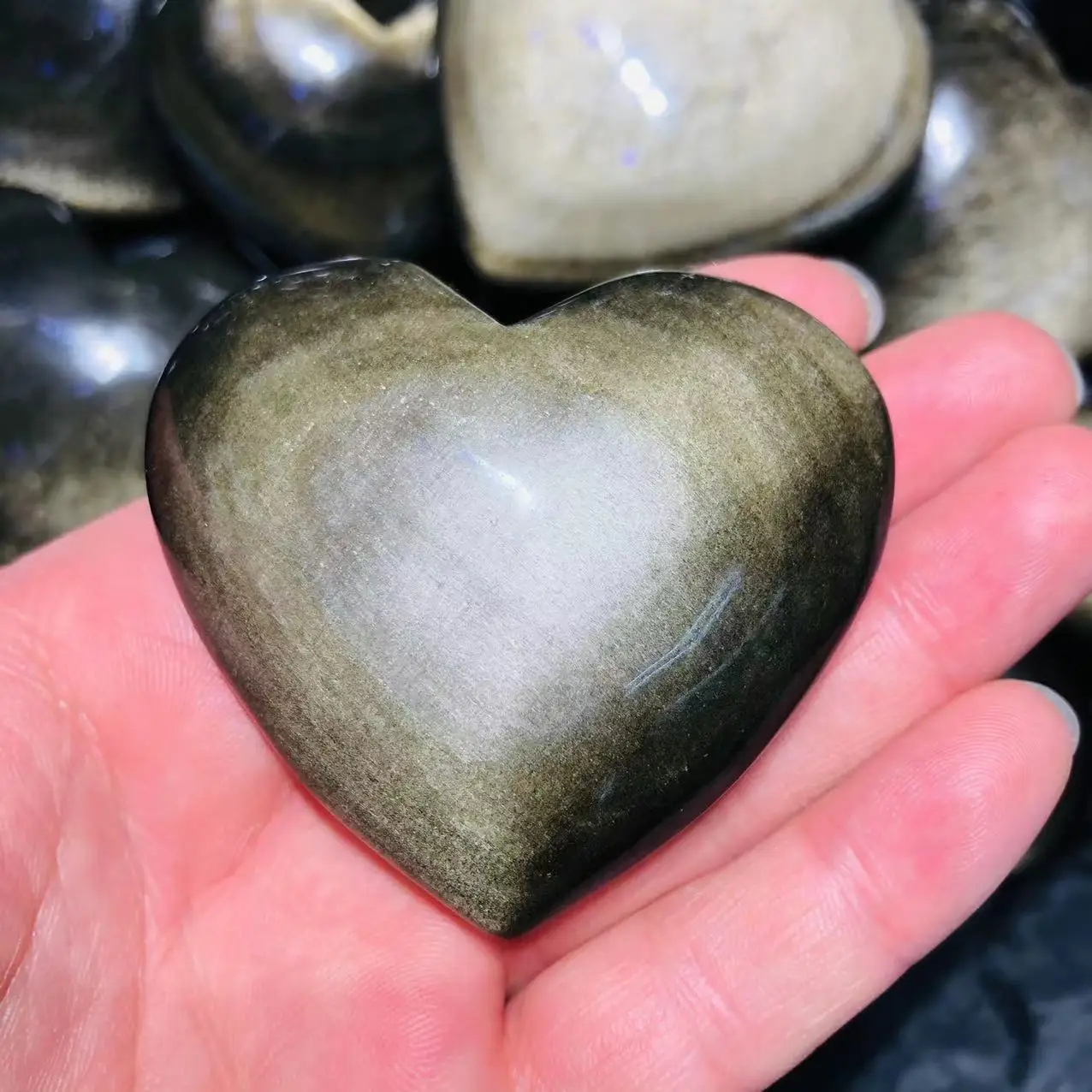 Natural Gold Sheen Obsidian Carved Heart Shape Healing Reiki Energy Figurine Gifts For Gigl Friend Home Decor Love 100g-300g