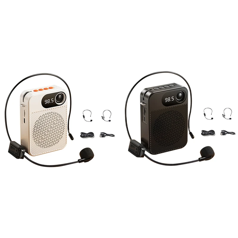 

Voice Amplifier, Portable Microphone Speaker, Wireless Microphone, Headset Microphone Amplifier For Meeting Guides Durable White