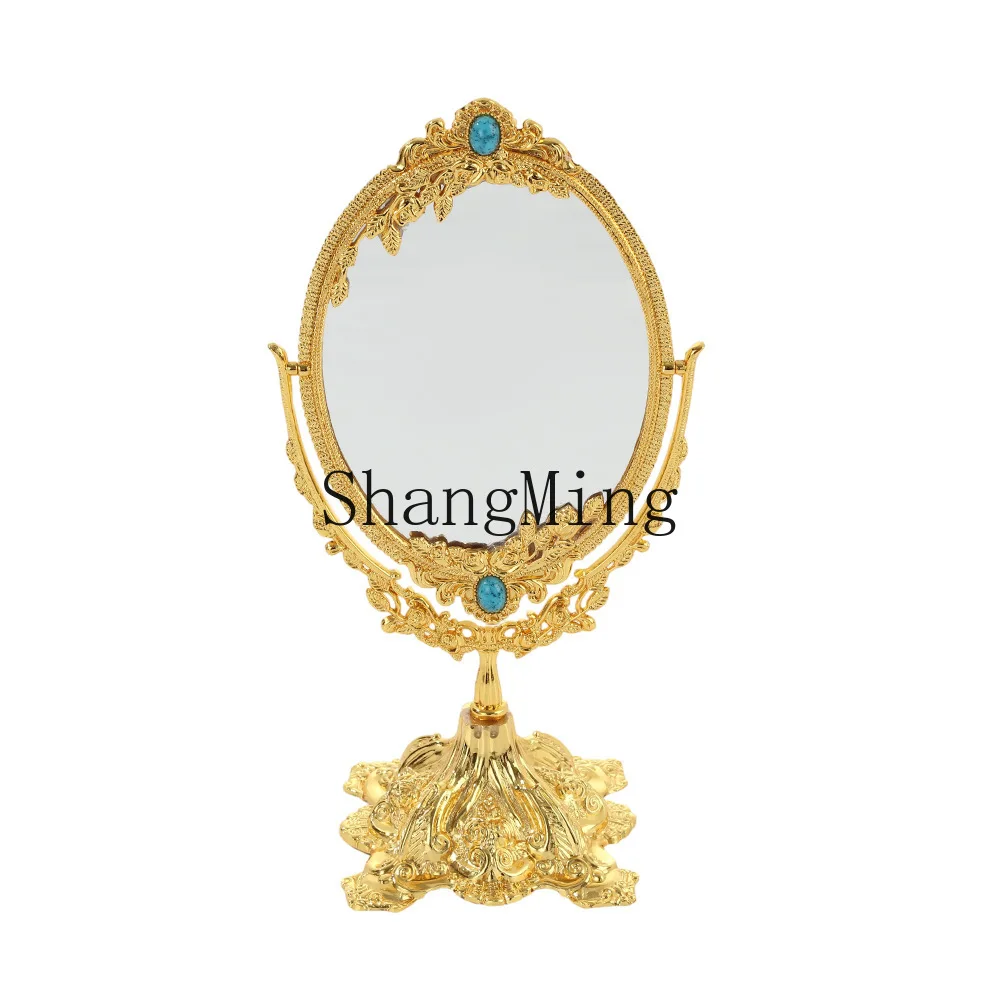 

PYH light luxury retro exquisite makeup mirror desktop fashion makeup mirror bedroom desktop ornament double-sided