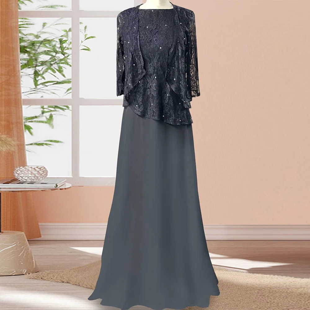 

Customized Elegant Lace Applique Mother of The Bride Dresses for Wedding Chiffon Formal Dresses with Jacket Floor Length 2025